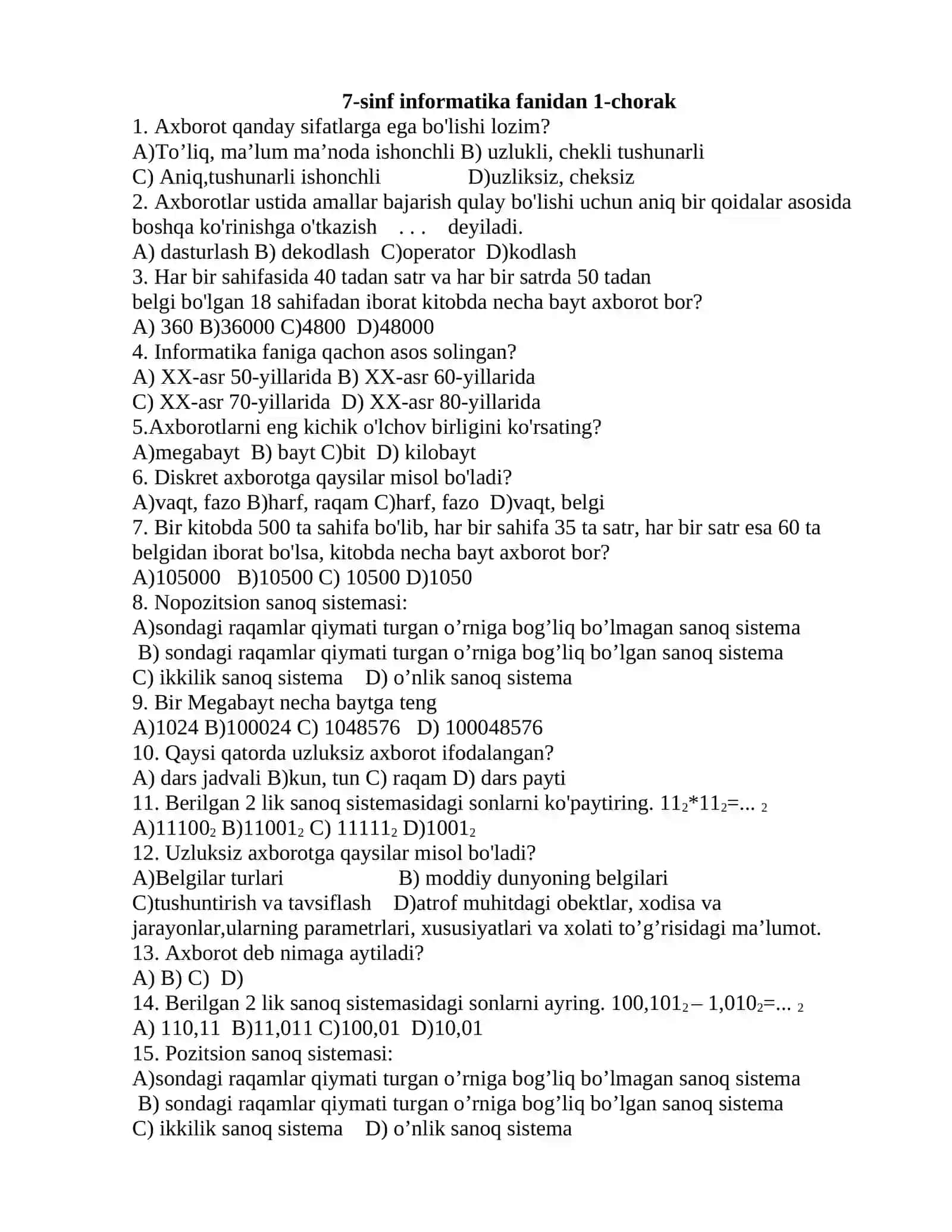 5-sinf informatika fanidan 1-chorak 2