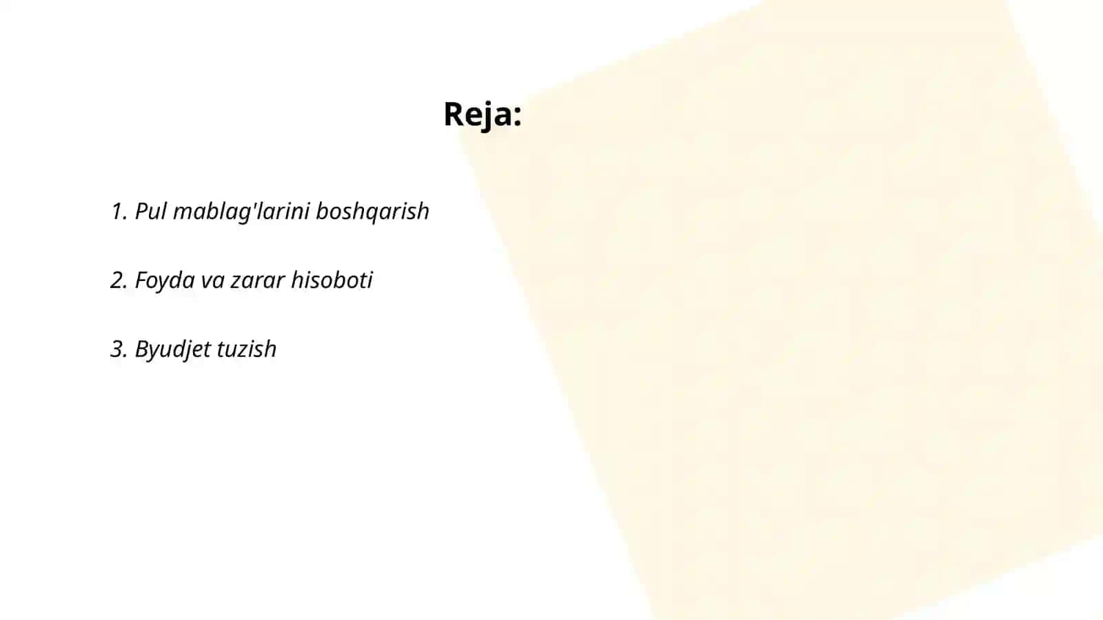 Pul mablag'larini boshqarish 2