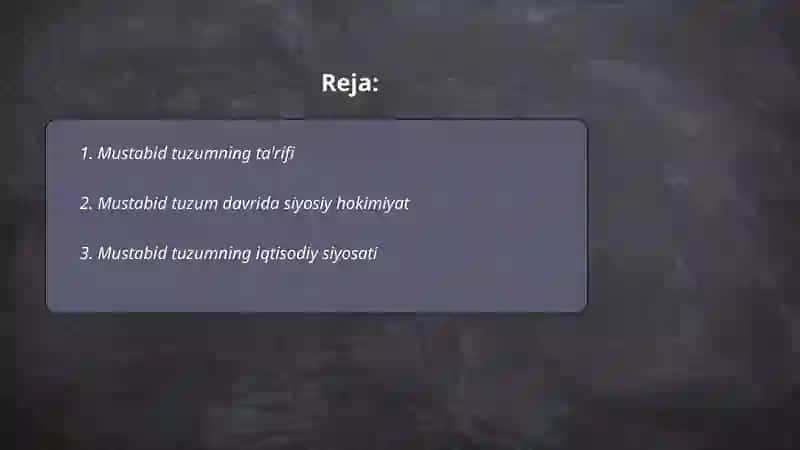 Mustabid tuzum davri 2