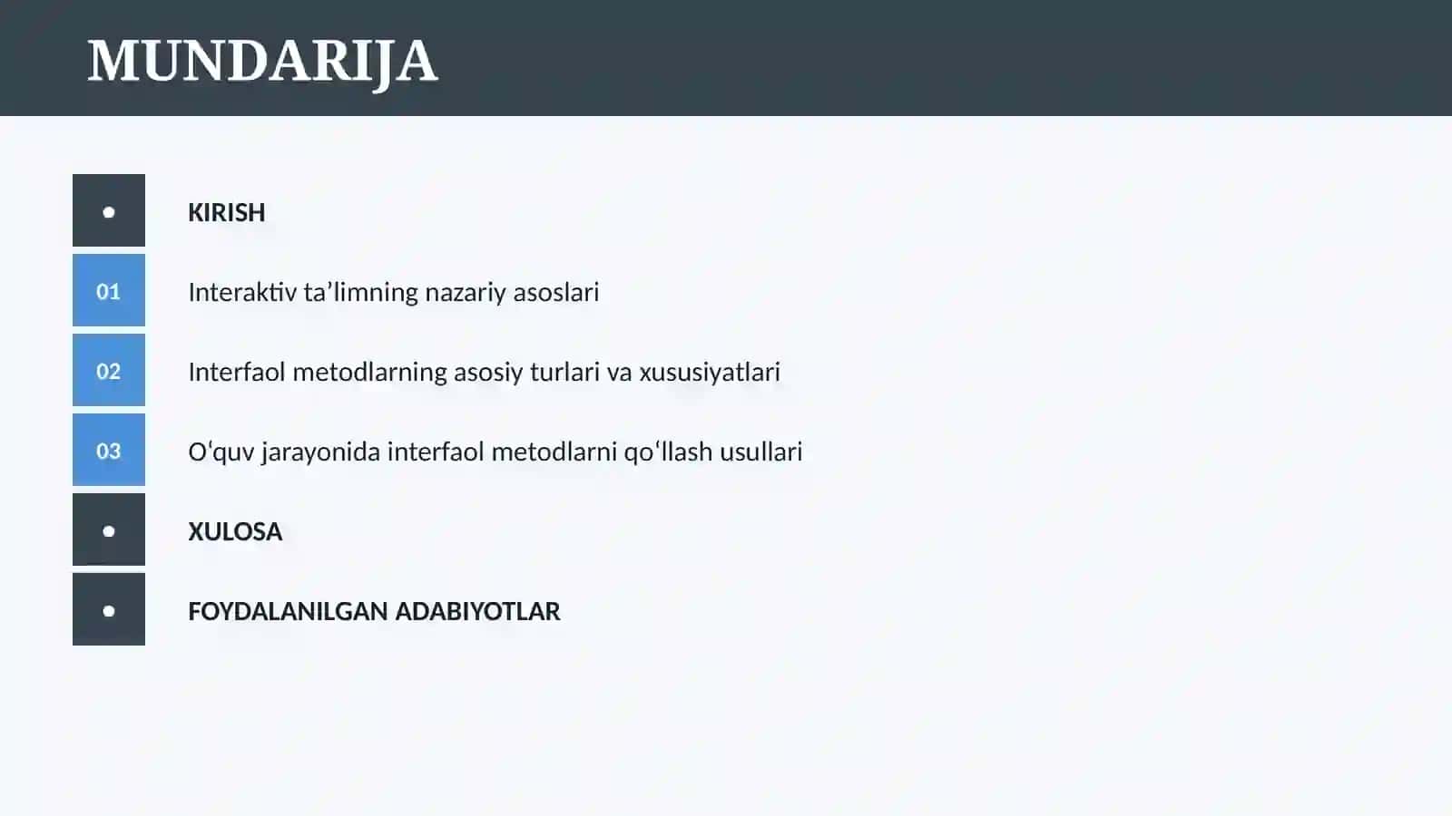 INTERFAOL METODLAR VA ULARNING TASNIFI 2