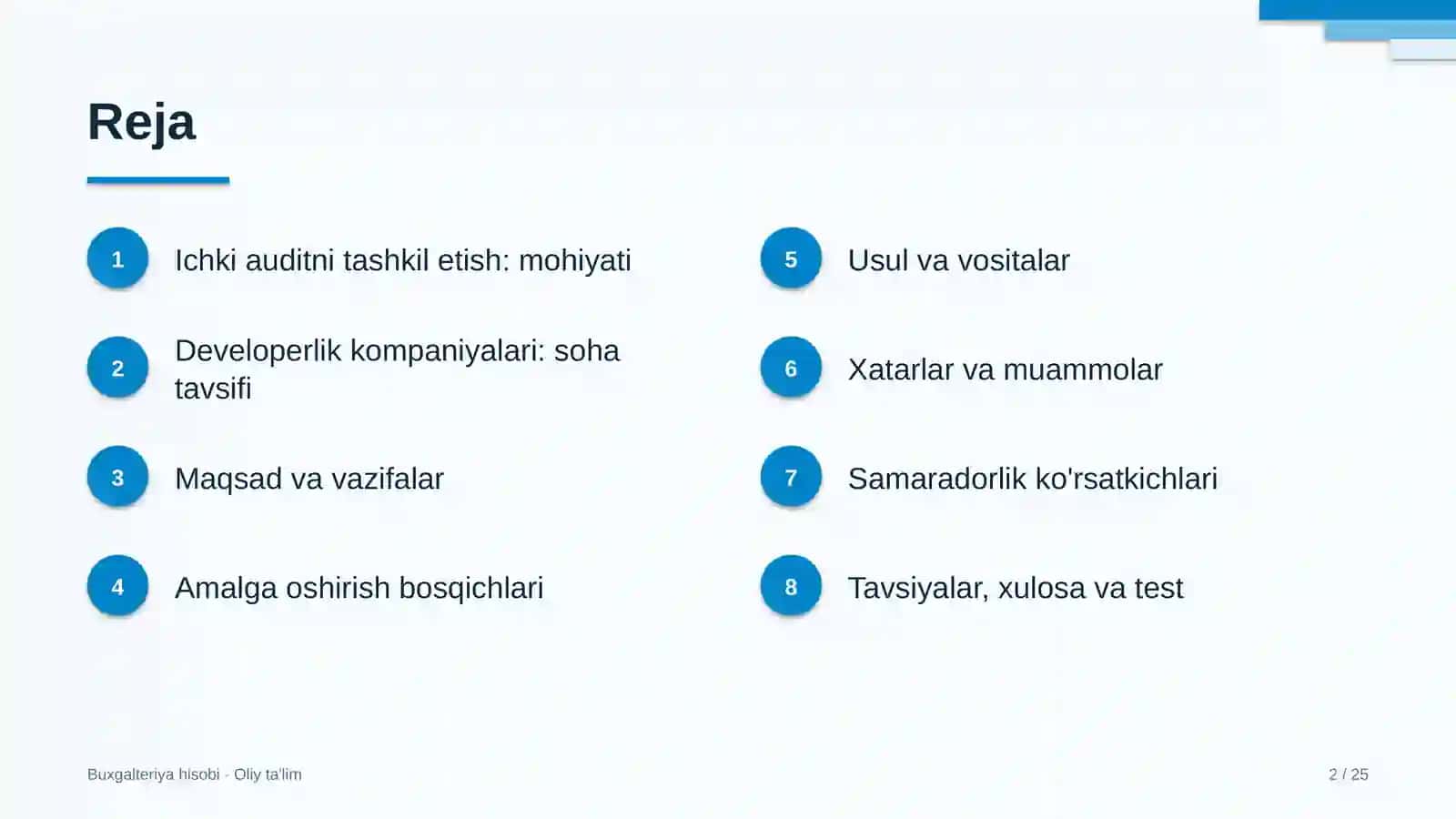 Developerlik kompaniyalarida ichki auditni tashkil etish 2