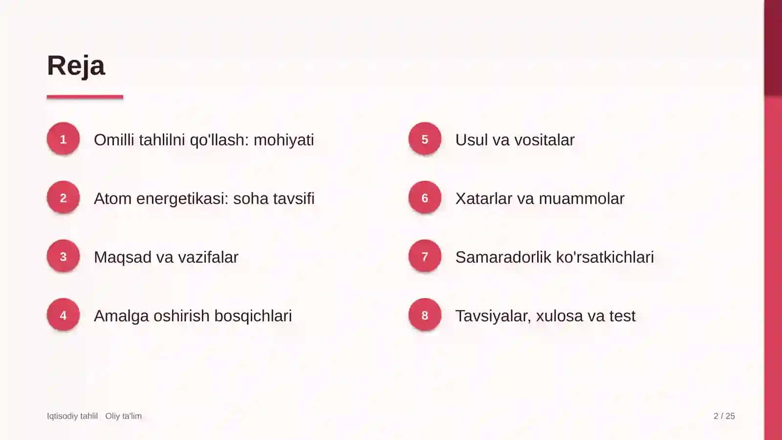 Atom energetikasida omilli tahlilni qo'llash 2