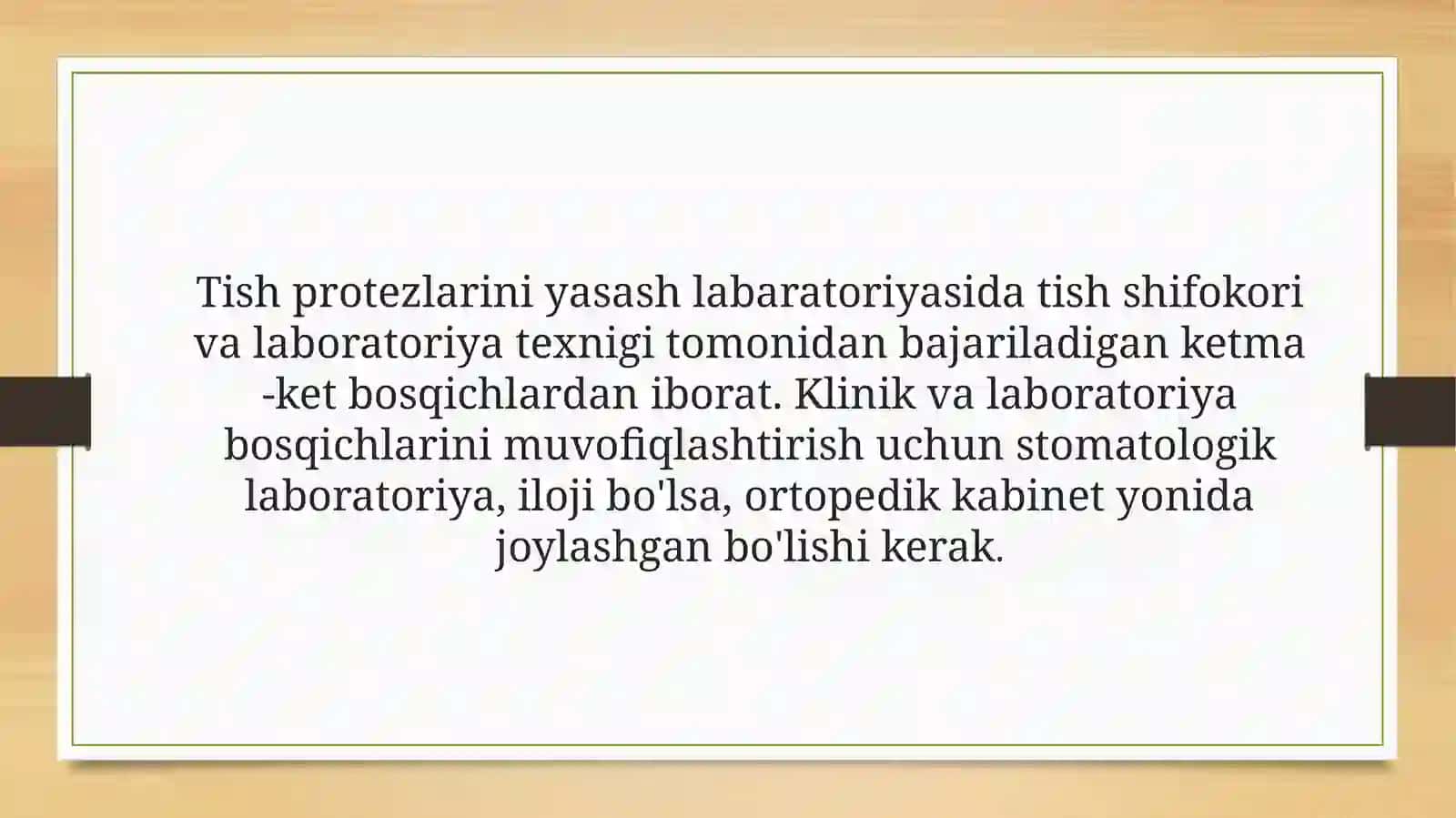 Tish protezlarini tayorlash laboratoriyasi 2