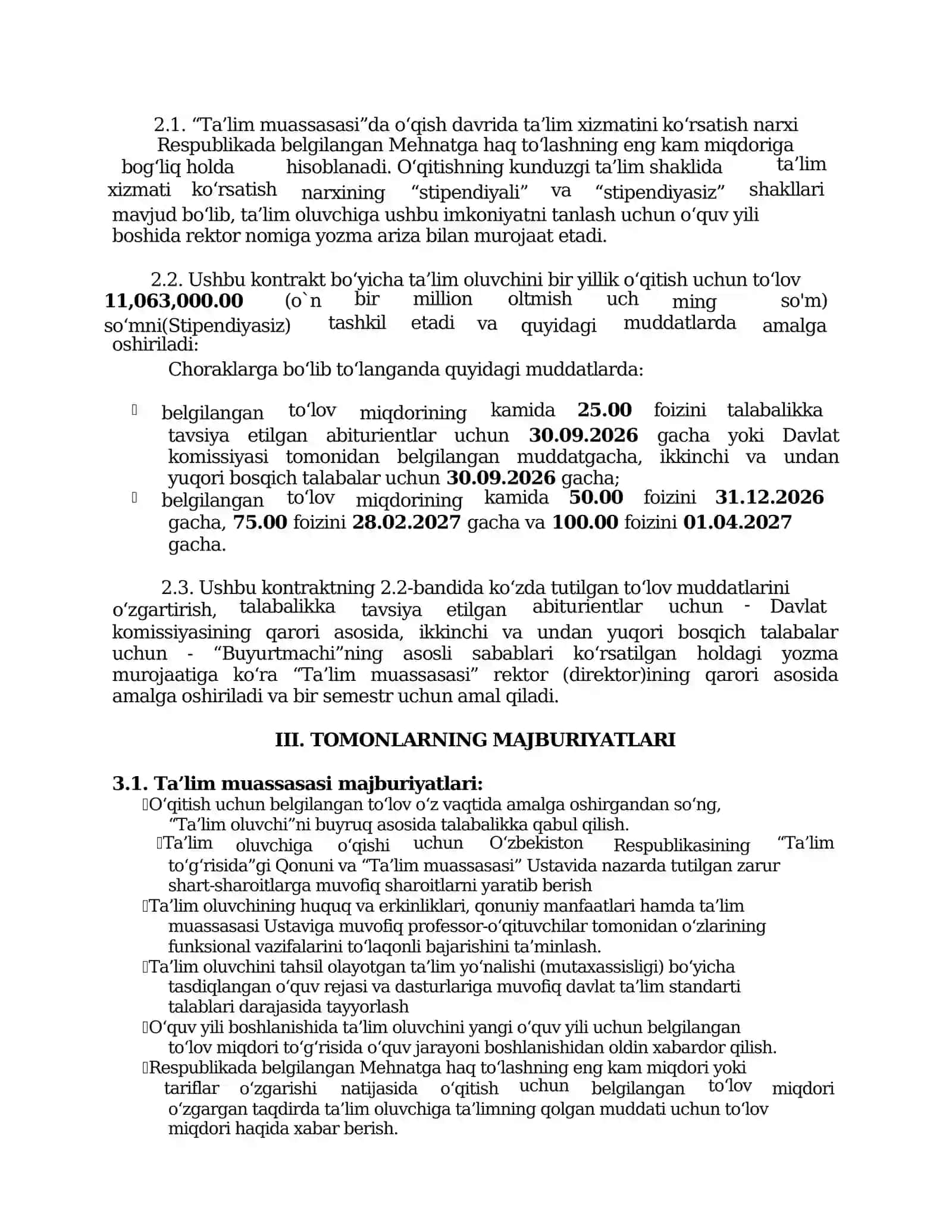 Ta'lim muassasi to’lov-kontrakt shakli va mablag‘larni taqsimlash 2