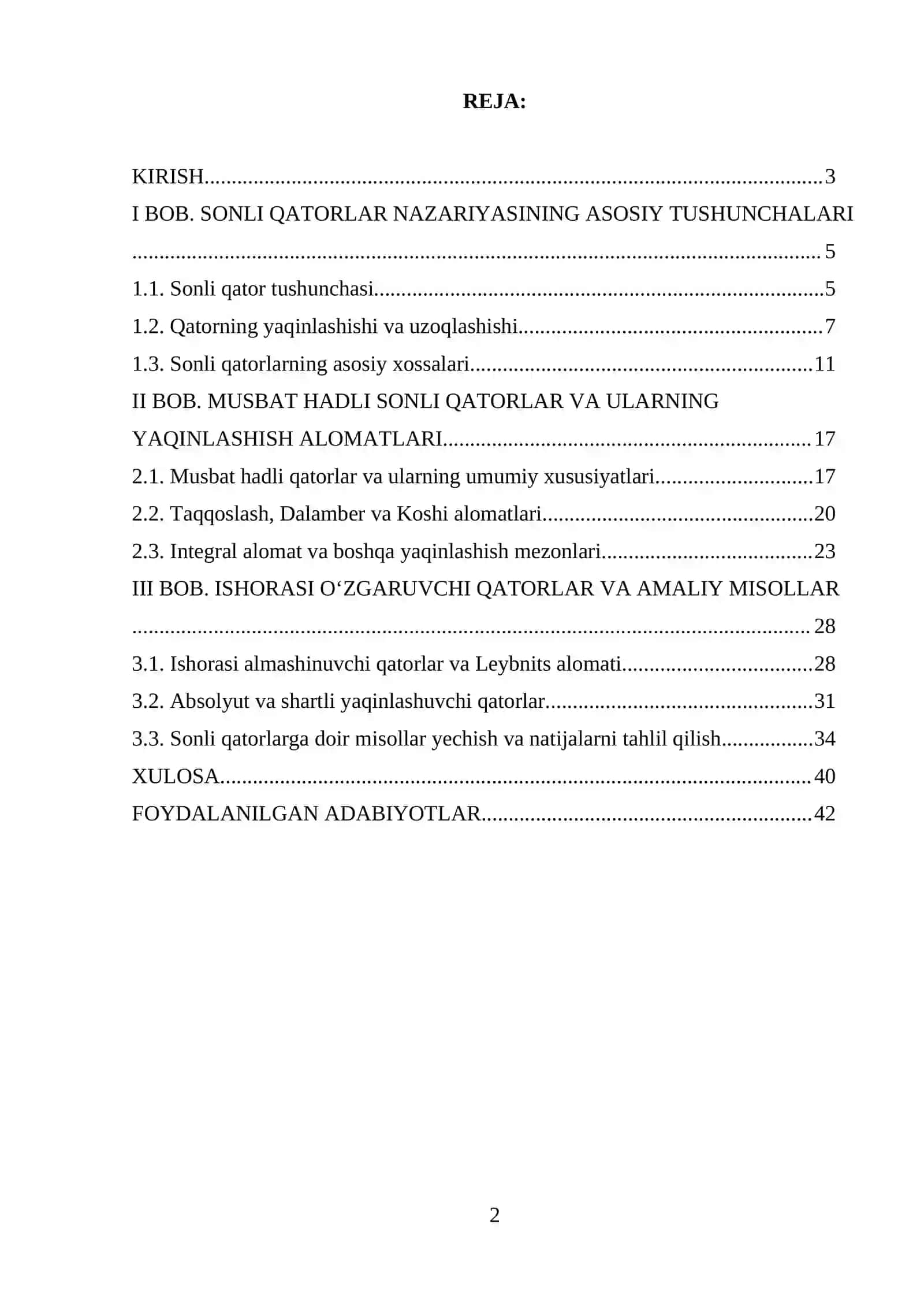 Sonli qatorlar 2