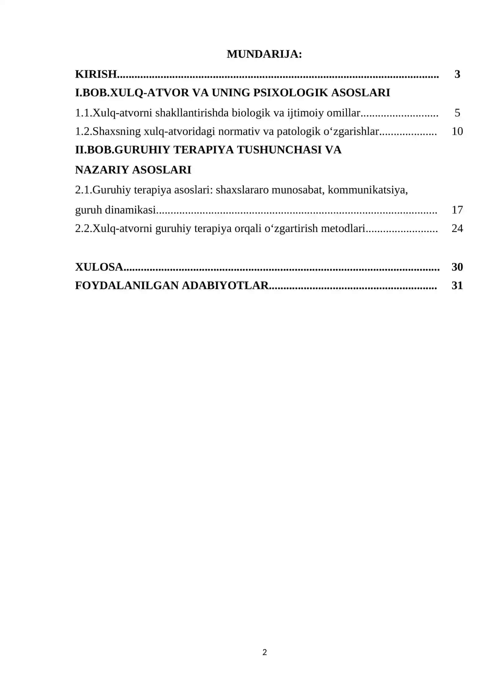 XULQ ATVOR GURUHIY TERAPIYA 2