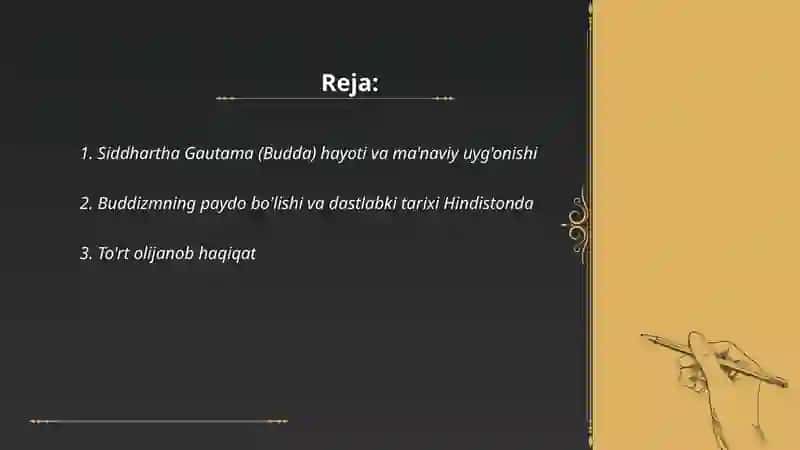 Buddizm dini tarixi va asosiy g'oyalari 2