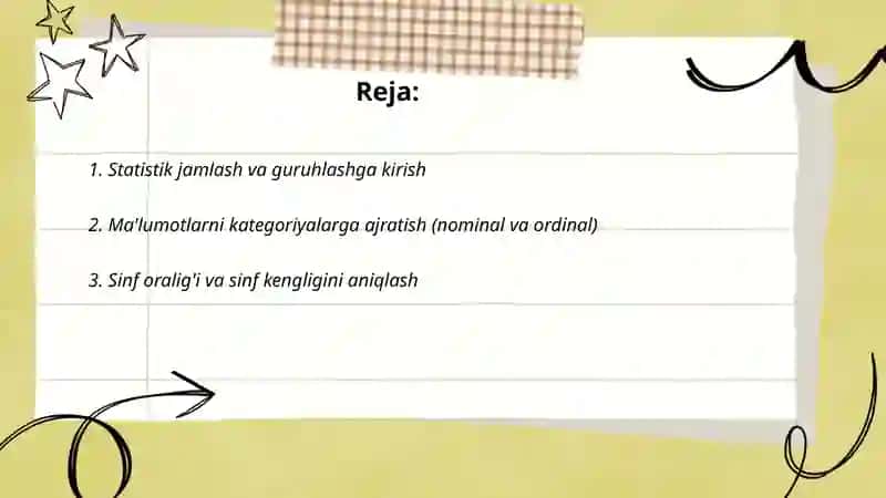 Statistik jamlash va guruhlash 2