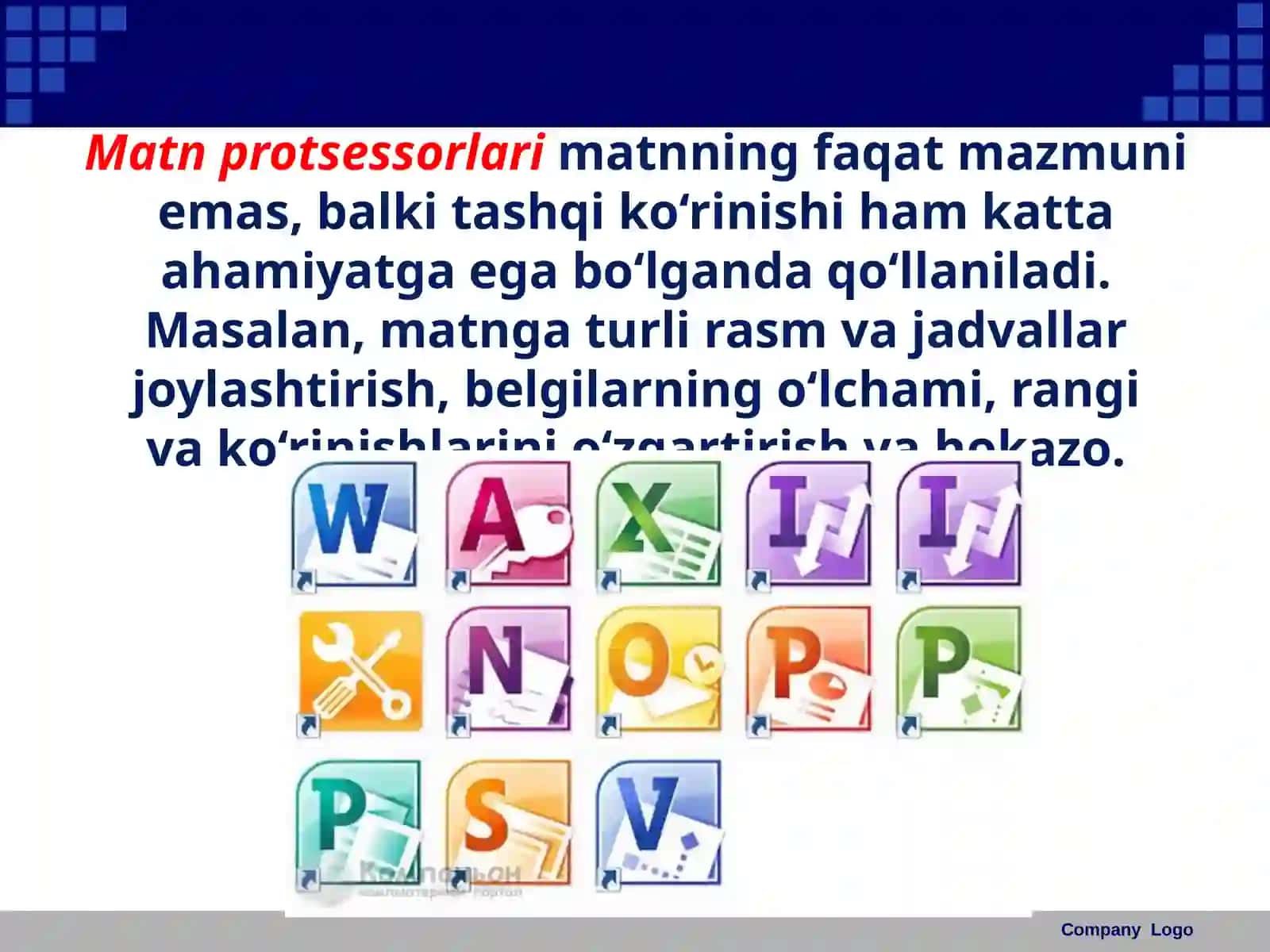6-sinf Informatika MS Word matn protsessori interfeysi 2