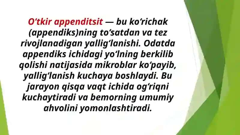 O‘tkir Appendisit va uni Tashxislash 2