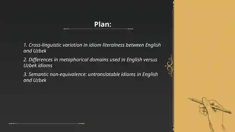 Lexical and semantic differences between English and Uzbek idioms 2