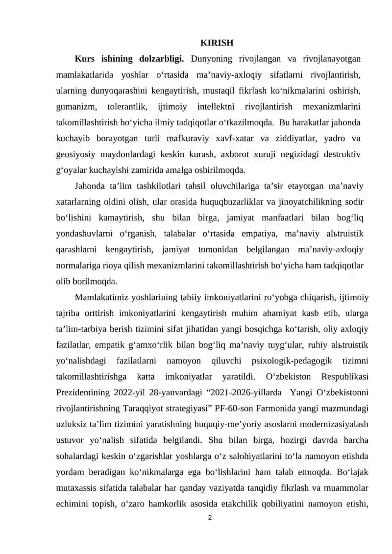 O‘QITUVCHINING O‘Z-O‘ZINI TARBIYALASHI VA O‘Z USTIDA ISHLASHI. 2
