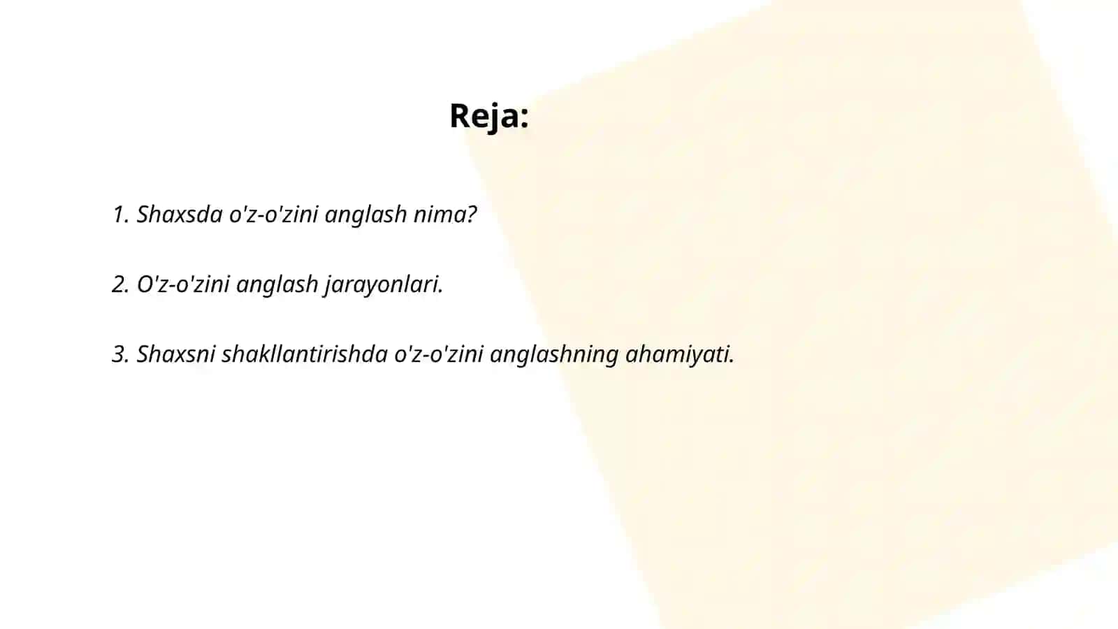 Shaxsda o'z-o'zini anglash 2