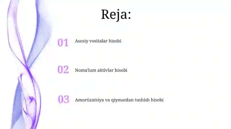 Asosiy vositalar va nomoddiy aktivlar hisobi 2