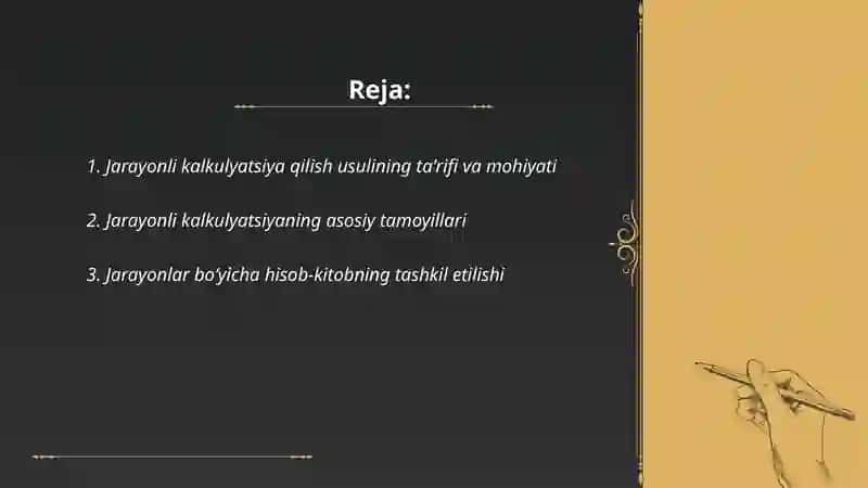 Jarayonli kalkulyatsiya qilish usuli 2