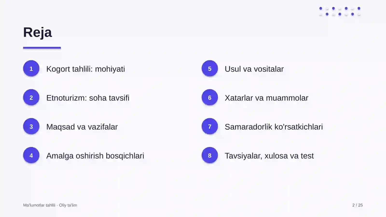 etnoturizmda kogort tahlilini o'tkazish 8724 2