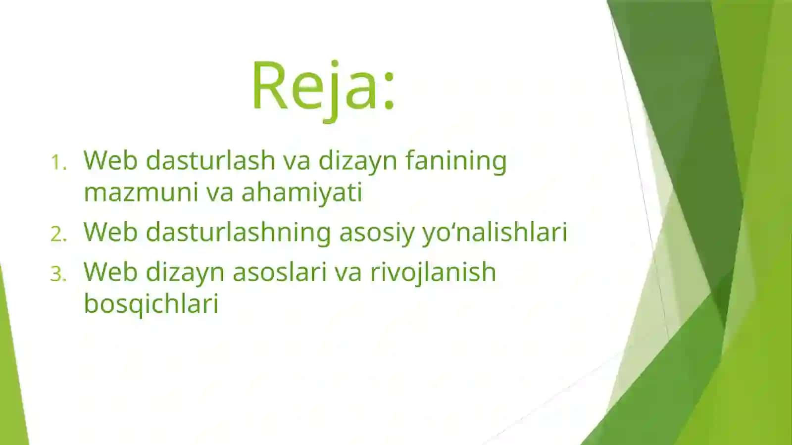 Webdasturlash va Dizayn faniga-kirish 2