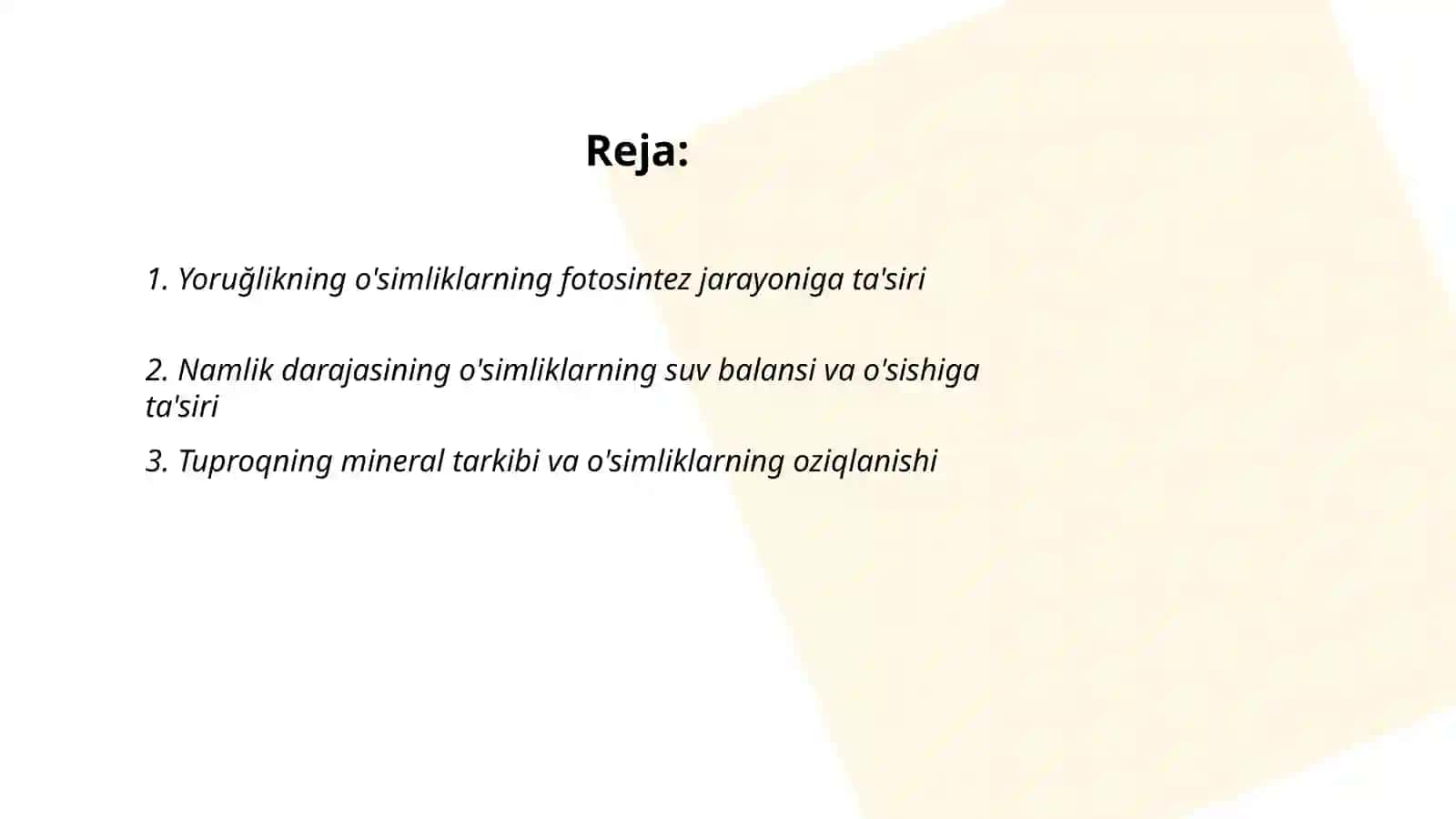 Turli Muhit sharoitida o'sgan o'simlikkarning tuzilishini taqqoslash 2