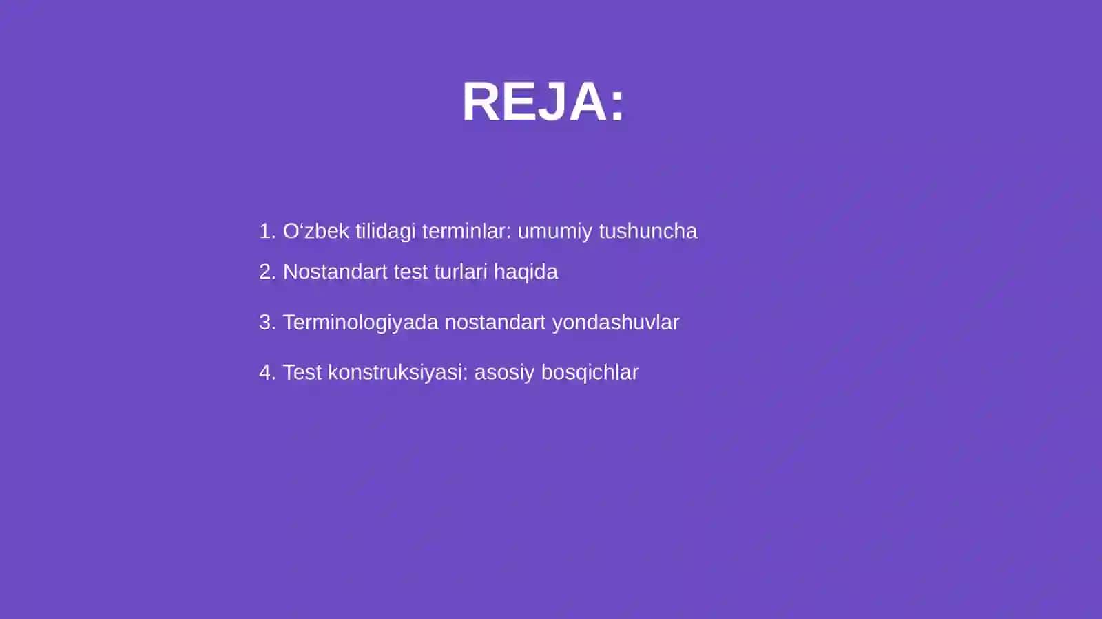 O‘zbek tiliga oid terminlar bo‘yicha Nostandart Testlar 2