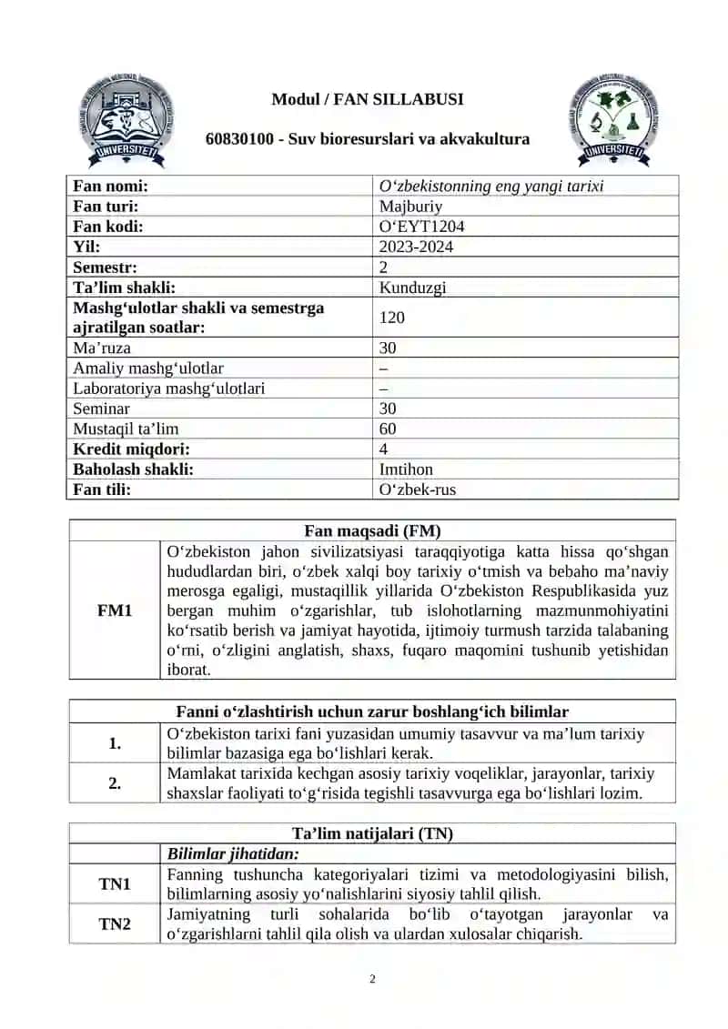 O‘zbekistonning eng yangi tarixi 2
