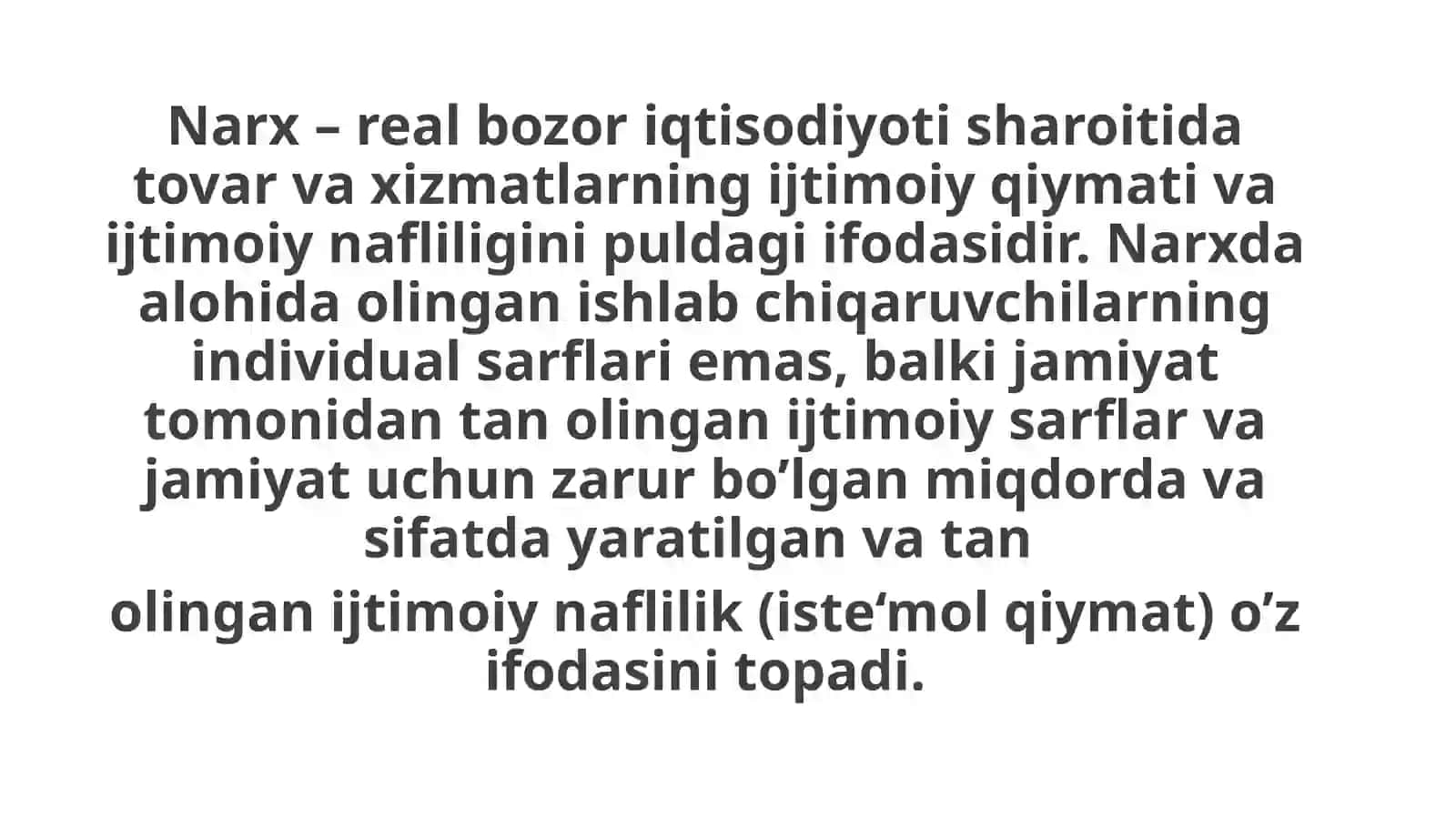 Narxning mohiyati va shakllanish xususiyatlari 2