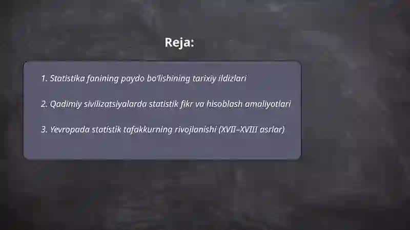 Statistika paydo boʻlish va rivojlanish 2