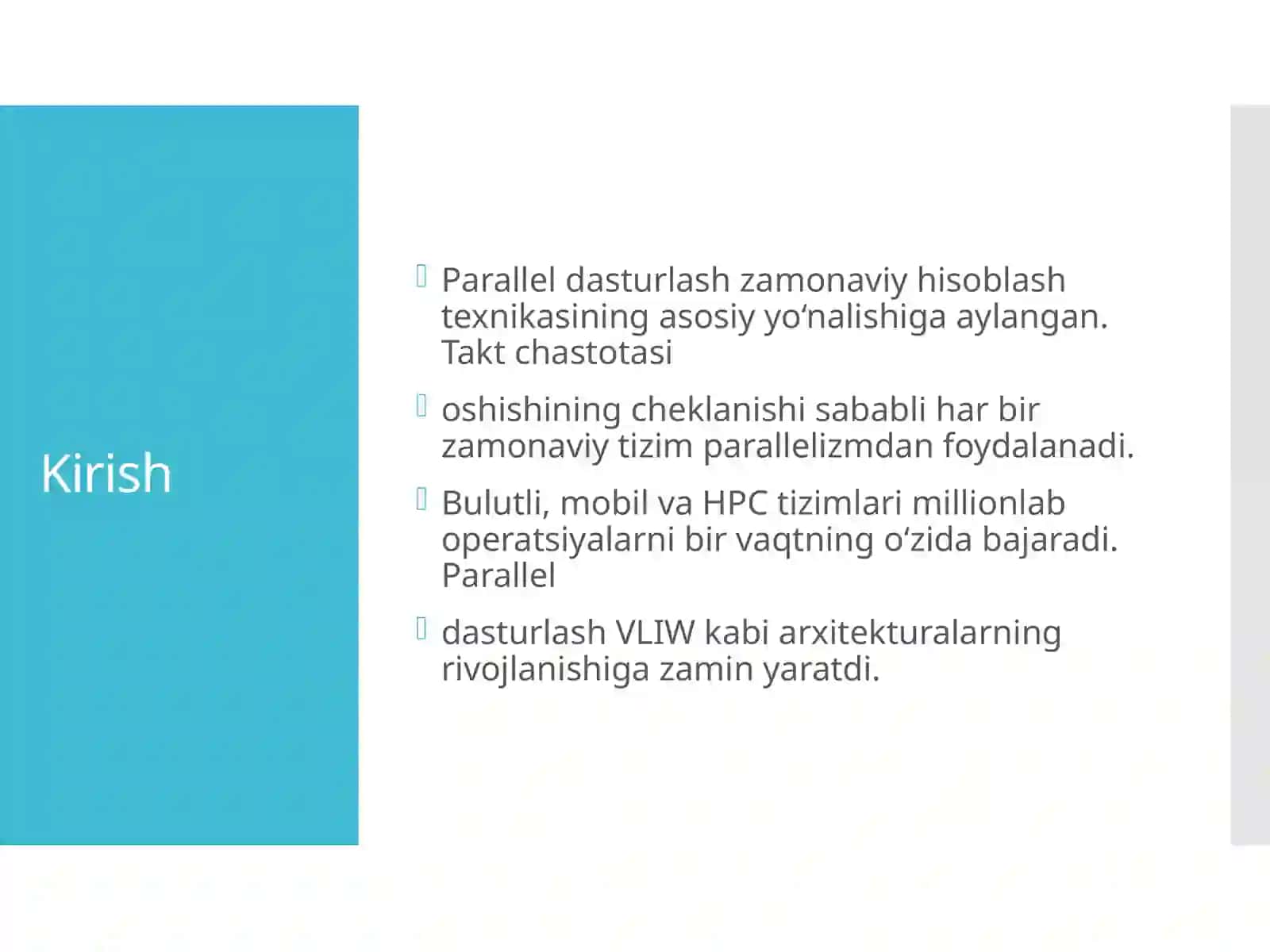Parallel dasturlashdan VLIW arxitekturasi 2