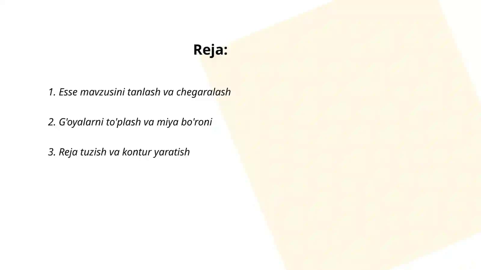 (Esse)tayyorlash 2