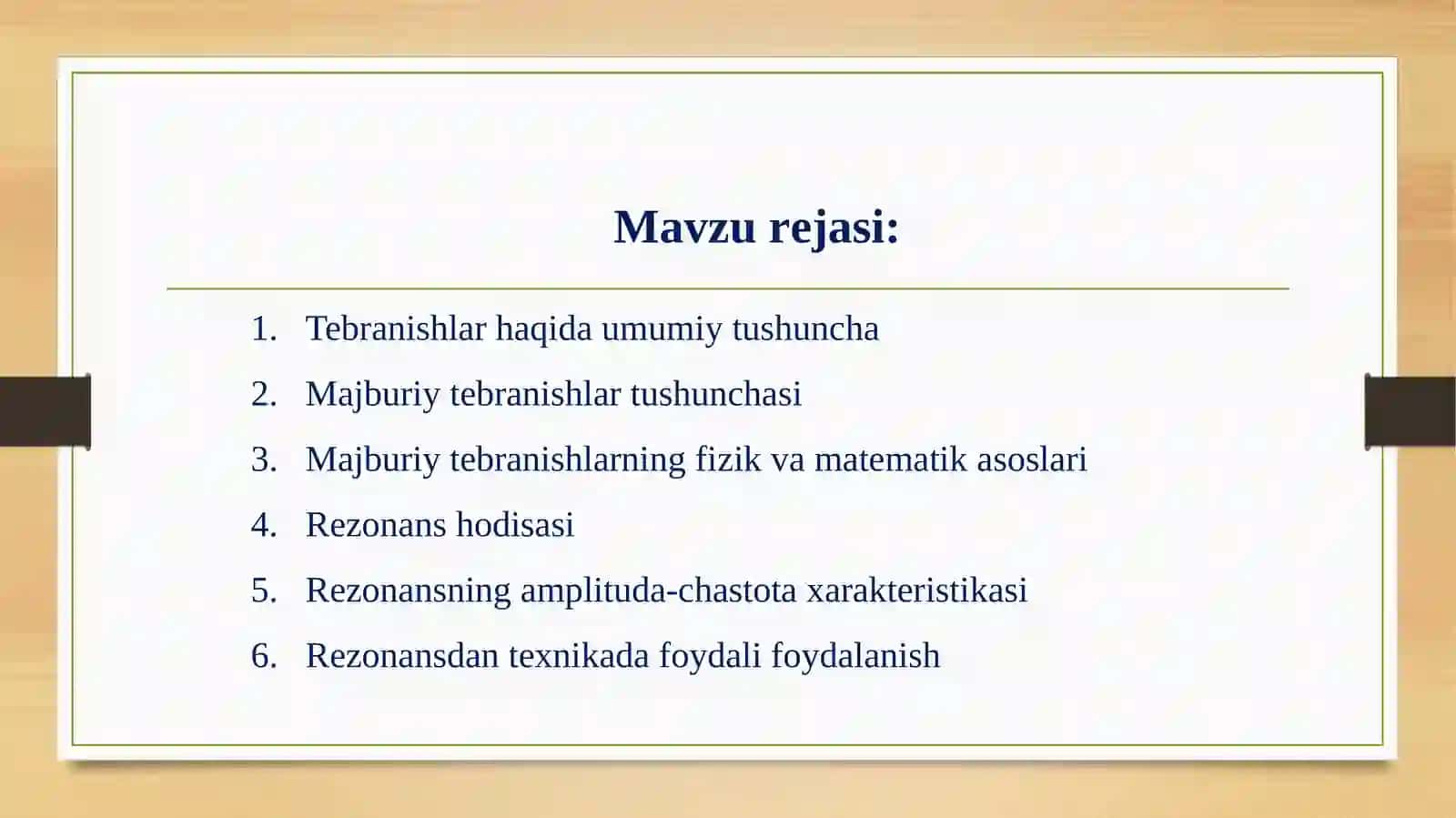 MAJBURIY TEBRANISHLAR. TEXNIKADA REZONANS 2