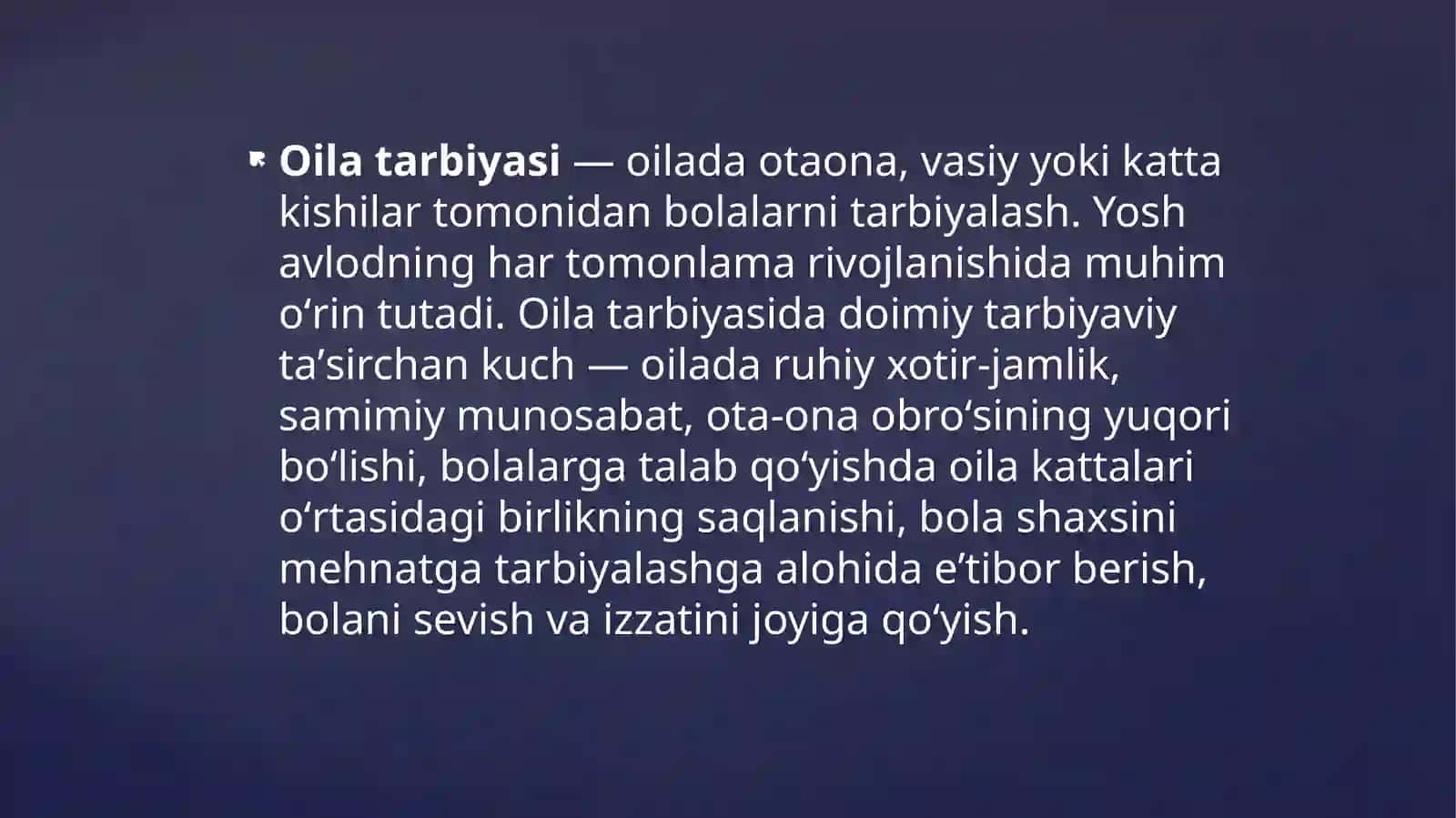 OILADA BOLLALAR TARBIYASI 2