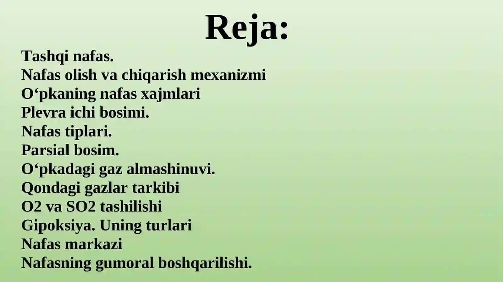 Nafasolish tizimining fiziologiyasi 2
