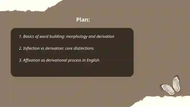 Word building process.Word building through morphology Word formation through derivation 2