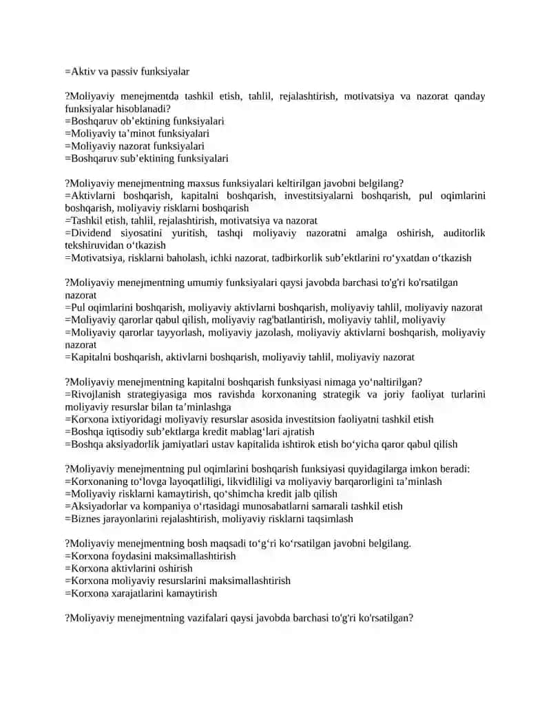 Moliyaviy Menejment 2