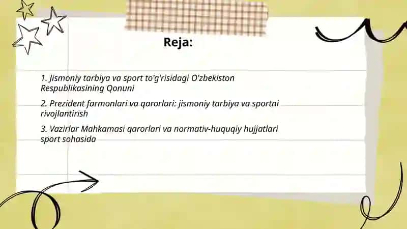 Jismoniy tarbiya va sport togʻrisidagi me'yoriy hujjatlar 2
