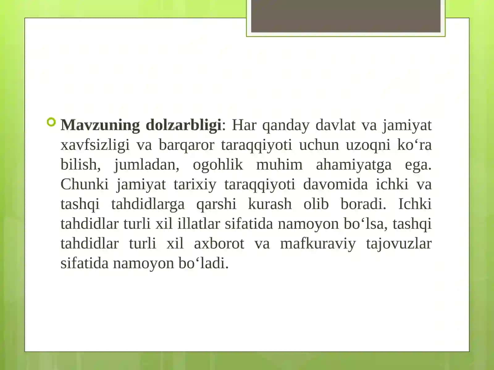 Ogohlik – davr talabi 2