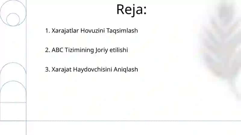 ABC Tizimi bo‘yicha boshqaruv hisobini tashkil etish 2