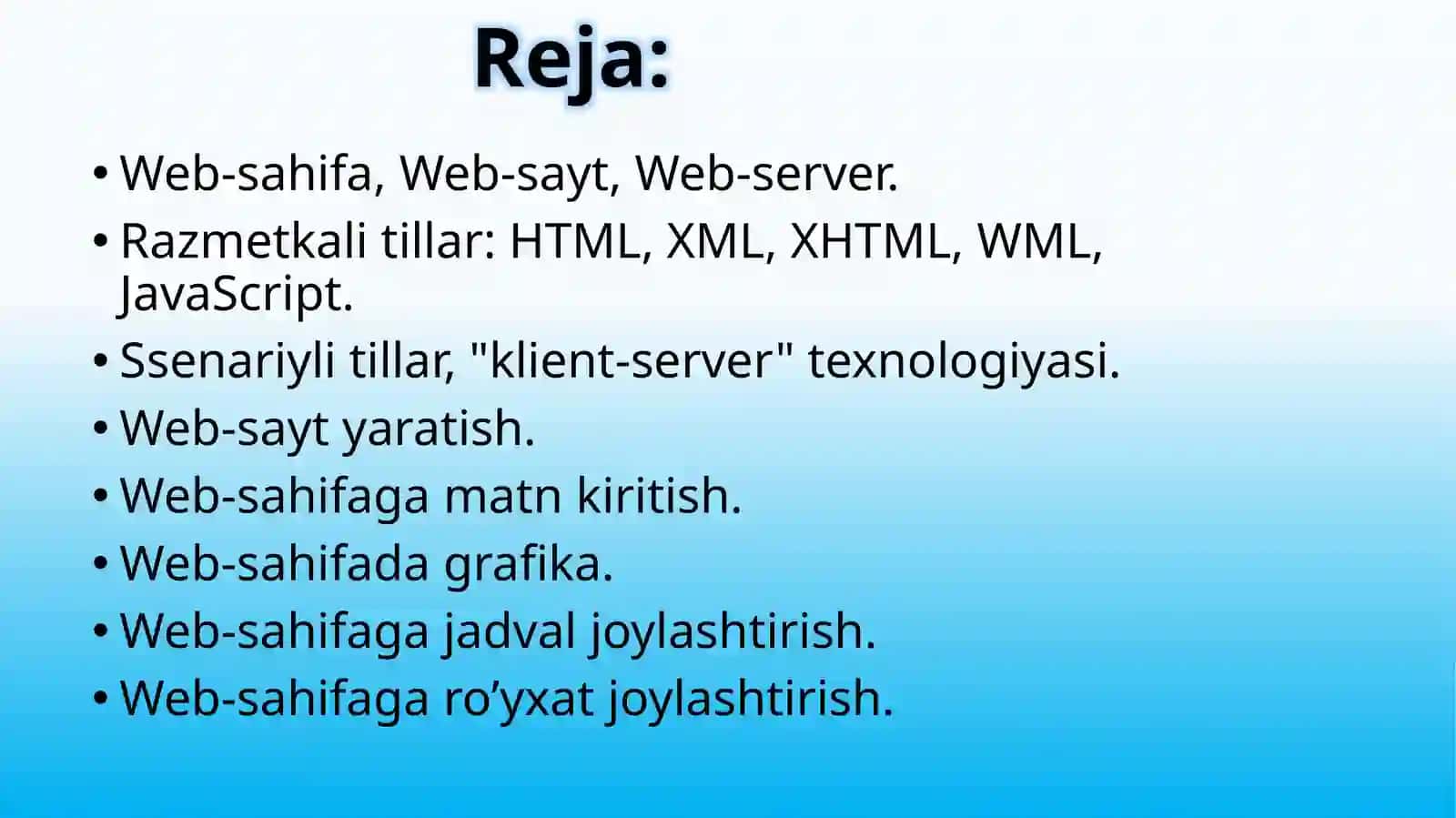 Web sahifa yaratish asoslari 2