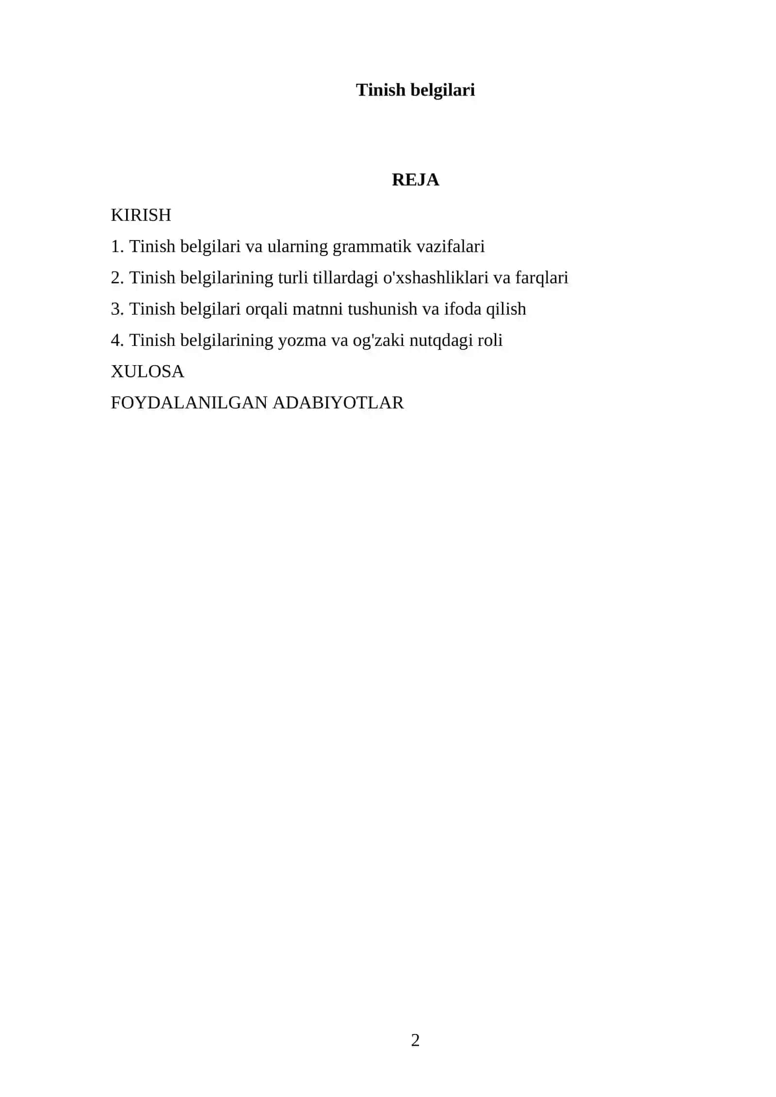 Tinish belgilari 2