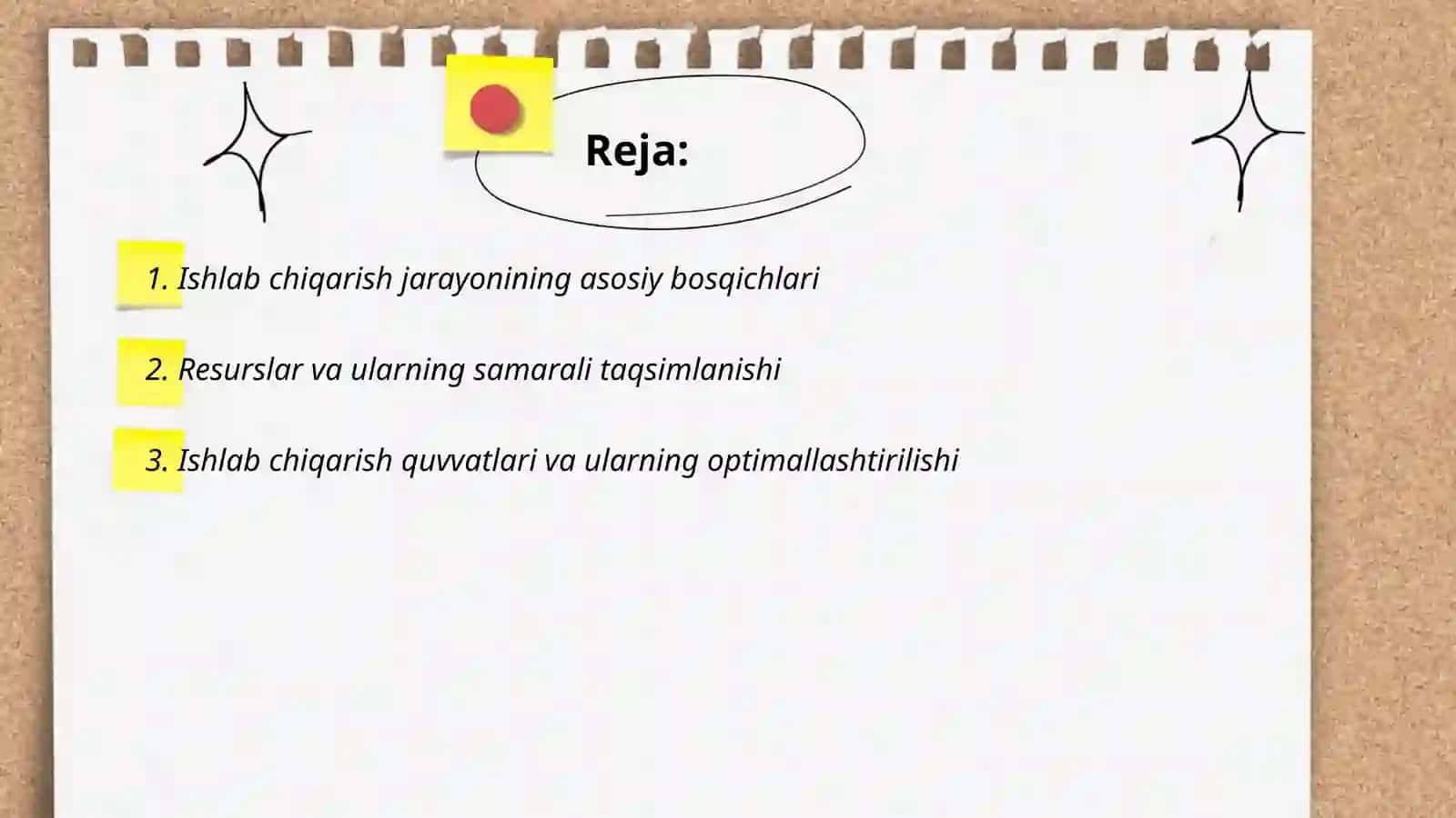 Ishlab chiqarish jarayoni va uning natijalari 2