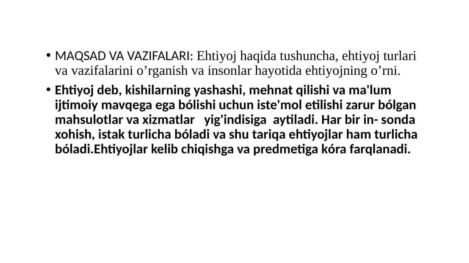 Ehtiyojlar klassifikatsiyasi 2