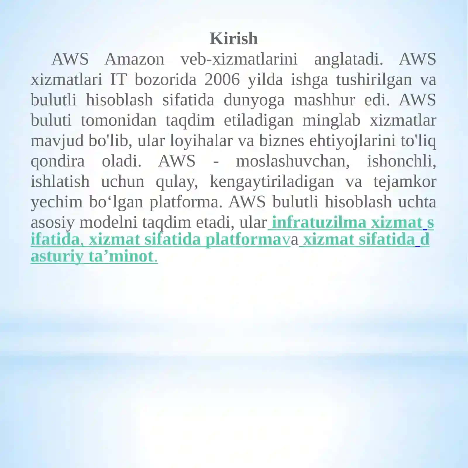 Amazon Cloud xizmatlari 2