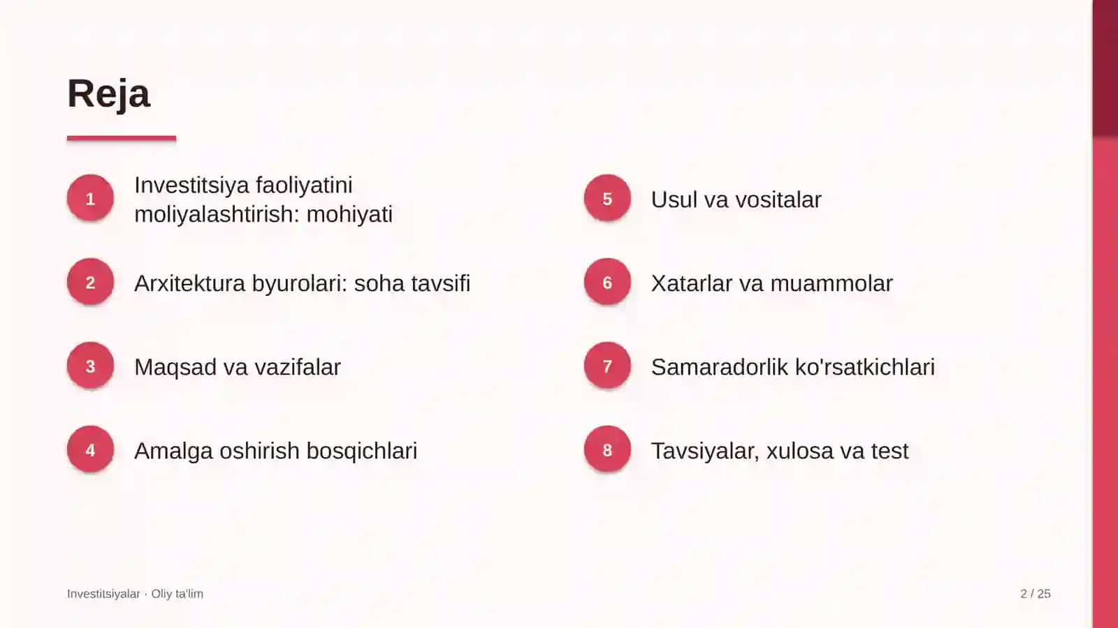 Arxitektura byurolarida investitsiya faoliyatini moliyalashtirish 2
