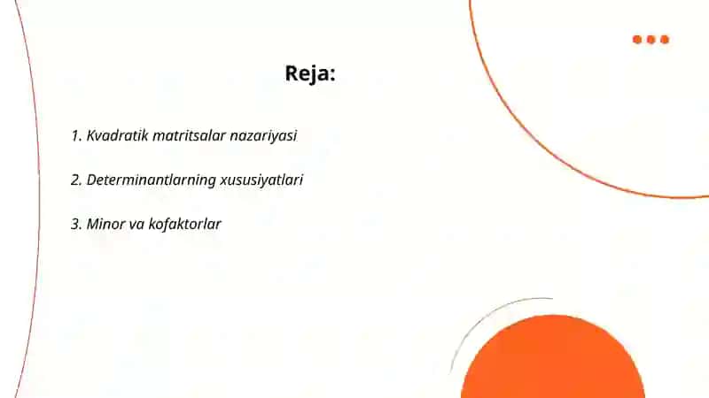 Kvadratik matritsa determinantni Determinantlari hisoblash 2