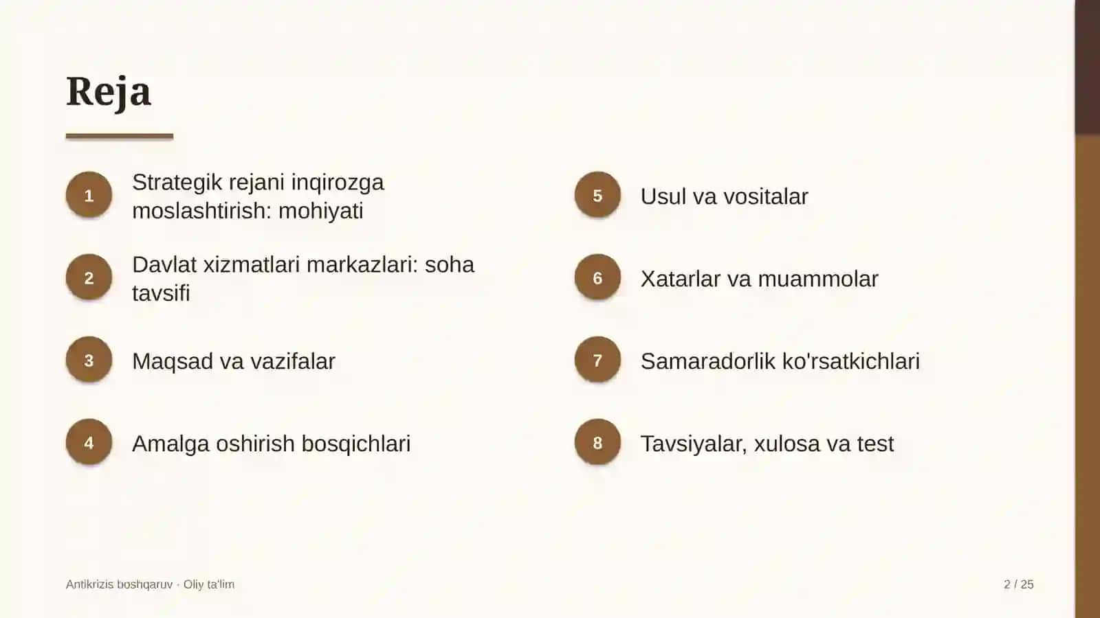 ANTİKRİZİS BOSHQARUV · OLIY TA'LİM 2