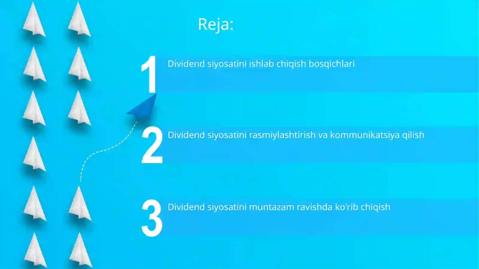 Dividendsiyosatini ishlab chiqish bosqichlari 2