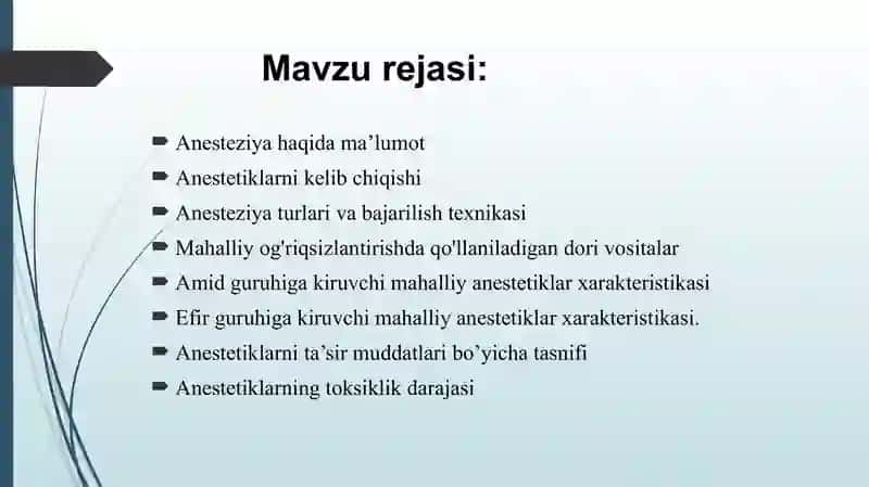 Anesteziya haqida ma’lumot 2