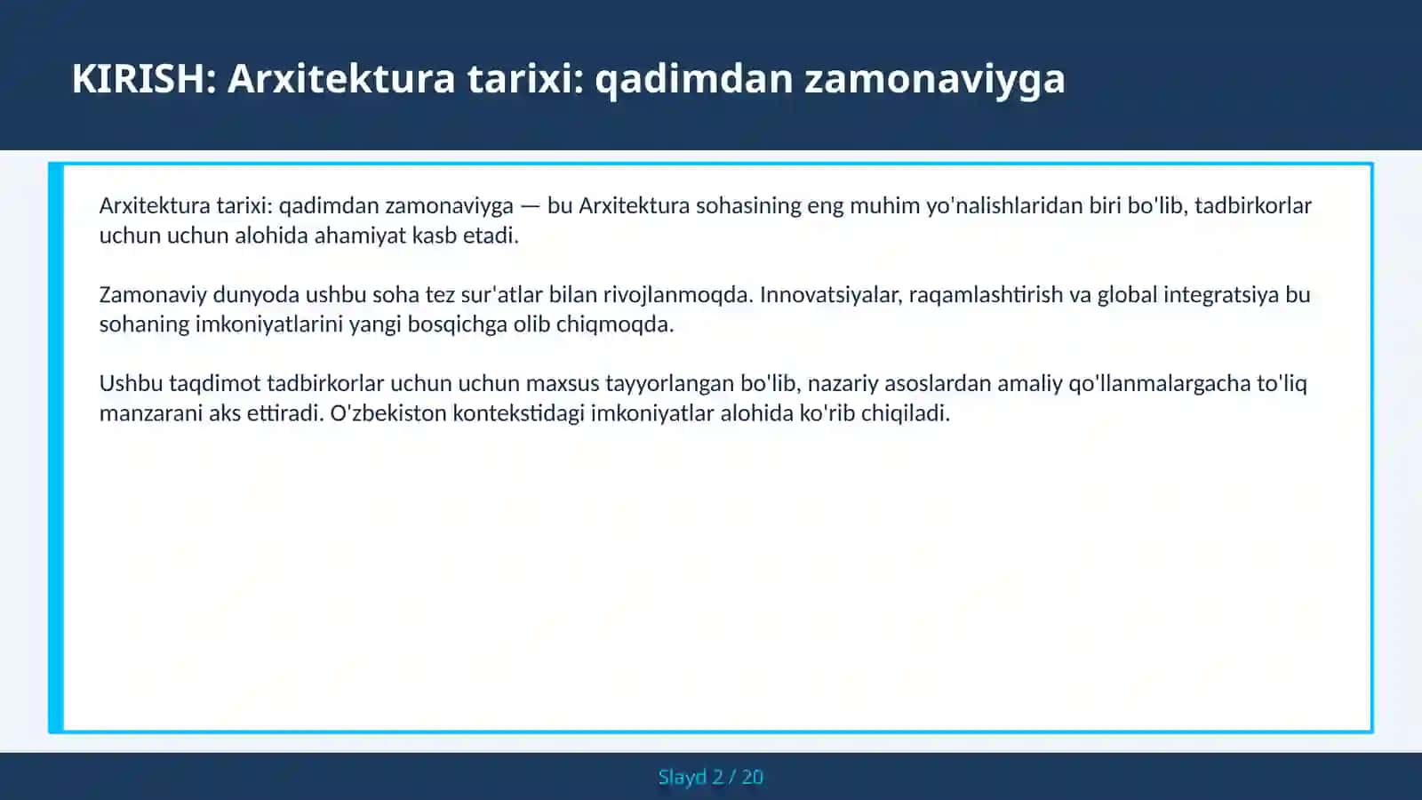 ARXITEKTURA TARIXI: QADIMDAN ZAMONAVIYGA 2
