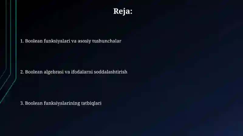 Boolean funksiyalari va elementar bulfunksiyalari 2