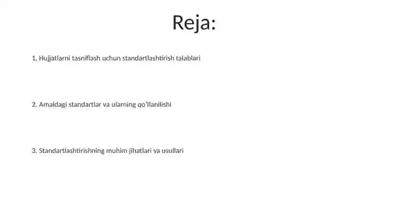 Hujjatlarni tasniflashning me'yor talablari 2