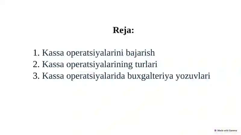 Kirim kassa operatsiyalarini bajarish 2
